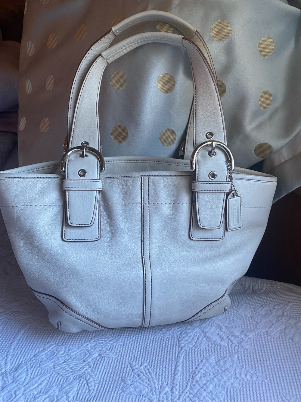 Coach Y2K Cream Soho Satchel Leather Shoulder with Silver Hardware